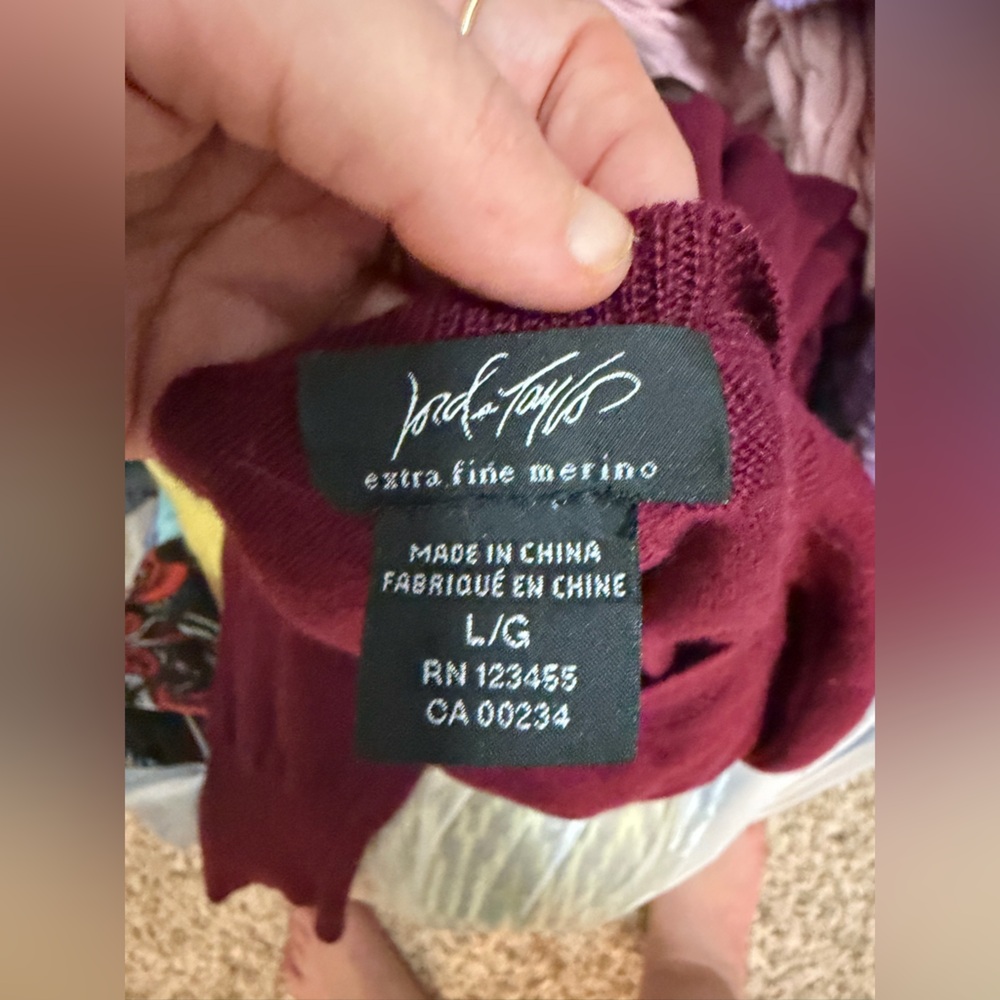 Lord and Taylor V-neck merino wool red sweater - Picture 3 of 3